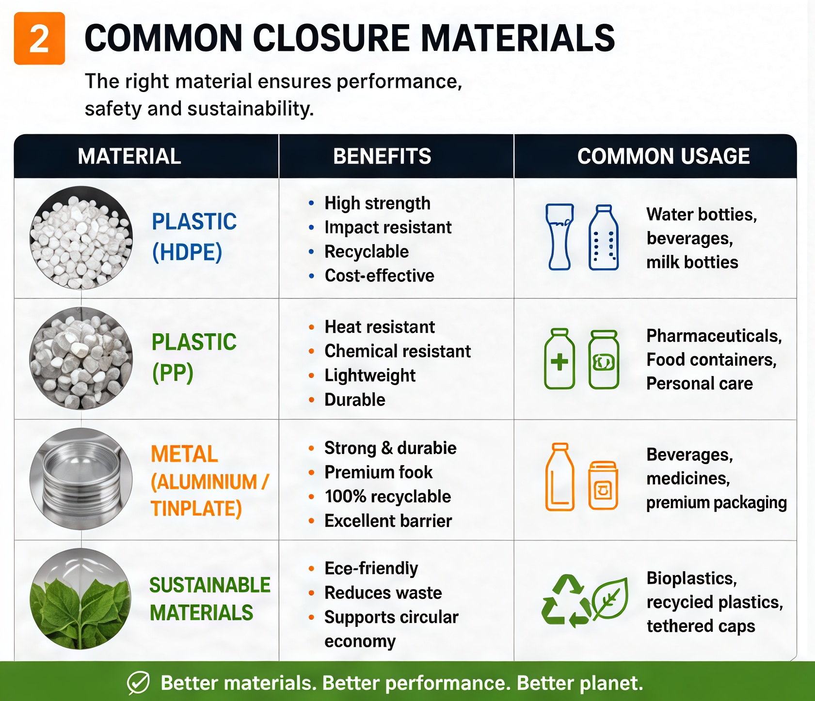 Common Closure Materials
